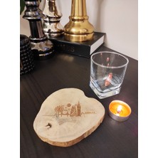 Limon Dekor London Siluetli Şimşir Ağacından Bardak Altlığı Wooden Boxwood Coaster