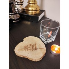 Limon Dekor London Siluetli Şimşir Ağacından Bardak Altlığı Wooden Boxwood Coaster