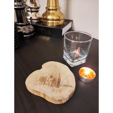 Limon Dekor London Siluetli Şimşir Ağacından Bardak Altlığı Wooden Boxwood Coaster