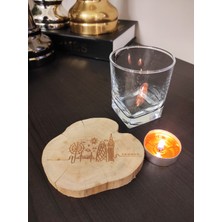 Limon Dekor London Siluetli Şimşir Ağacından Bardak Altlığı Wooden Boxwood Coaster