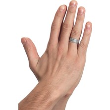 Labalaba Erkek Antik Gümüş Kaplama Ayarlanabilir Kabartma Örgü Dokulu Yüzük