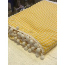 BHT Pötikare 140 x 160 cm Ponponlu Masa Örtüsü Sarı