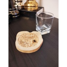 Limon Dekor Türkiye Turistik Yerleri Şimşir Ağacından Bardak Altlığı Wooden Boxwood Coaster