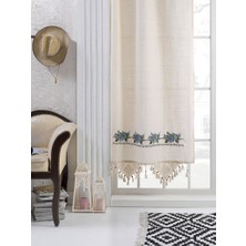 Denbu Tekstil  Kanaviçeli Buldan Işi Kanaviçe El Dantelli Kaneviçeli Keten Perde