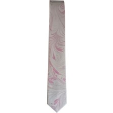 ElifEbru Exclusive Handicrafts Ebru Sanatı  Saten Kumaş Açık Gri Pembe Erkek Kravat Sakr 160