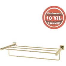 Çelik Banyo Paslanmaz Pirinç Tamay Havluluk Alt Borulu 50CM Altın Sarı Gold