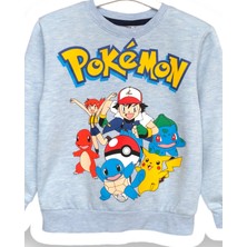Little Tortoise Erkek Çocuk Pokemon Pikaçu Çizgi Film Karakterli Hafif Şardonlu Sweatshirt-Eşofman Takımı