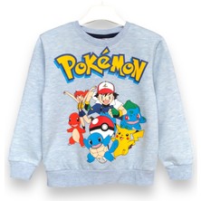 Little Tortoise Erkek Çocuk Pokemon Pikaçu Çizgi Film Karakterli Hafif Şardonlu Sweatshirt-Eşofman Takımı