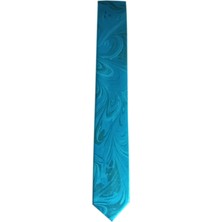 ElifEbru Exclusive Handicrafts Ebru Sanatı  Saten Kumaş  Turkuaz Gri  Erkek Kravat Sakr 157