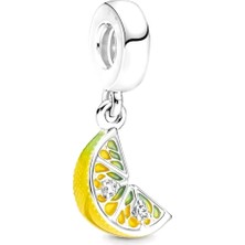Hector Co Jewellery Işıltılı Limon Dilimi Sallantılı Charm 925 Ayar Gümüş