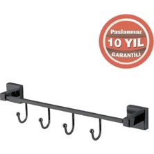 Çelik Banyo Paslanmaz Pirinç Tamay 4’lü Askılık Mat Siyah
