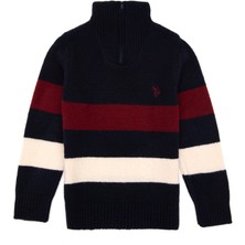 U.S. Polo Assn. Erkek Çocuk Yarım Fermuarlı Lacivert Triko Kazak 50295517-VR033