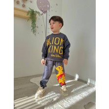 Sacro Kids Lion King Desenli Eşofman-Sweatshirt 2 Iplik Mevsimlik Erkek Çocuk Takım