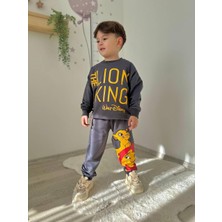 Sacro Kids Lion King Desenli Eşofman-Sweatshirt 2 Iplik Mevsimlik Erkek Çocuk Takım