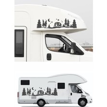 Sticker Usta Kamp Karavan Gece Doğa Orman Sticker Araba Oto Karavan Etiket 02160