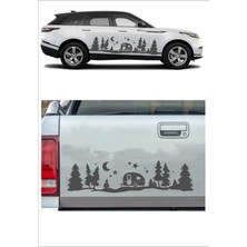 Sticker Usta Kamp Karavan Gece Doğa Orman Sticker Araba Oto Karavan Etiket 02160