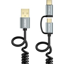 Choetech 2'si 1 Arada USB A'dan USB C'ye +Mikro USB Kablosu 1.2m ( XAC-0012-101/102)