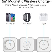 Choetech 3'ü 1 Arada Katlanabilir Manyetik Kablosuz Şarj Standı (T588-F-WH)