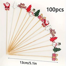 Hobi Kafe Yılbaşı Temalı 100 Adet 12  cm  Lik Farklı Modellerde Kokteyl Kürdanı
