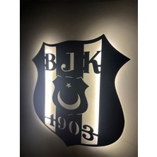 Home Beşiktaş Bjk 1903 Duvar Dekoru LED Işıklı Tablosu Siyah Ahşap Lazer Mdf