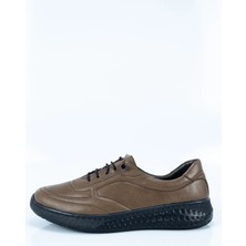 Kadın Kahve Hakiki Deri Ortopedik Lastikli Babet Ayakkabı