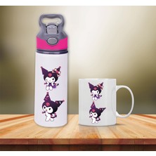 Kuromi Baskılı Pipetli Metal Suluk ve Kupa BARDAK-006