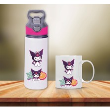 Kuromi Baskılı Pipetli Metal Suluk ve Kupa BARDAK-007