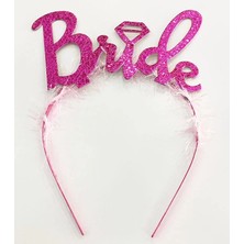 Çerçici Fuşya Renk Bekarlığa Veda Italik Yazı Alyanslı Bride Taç