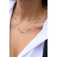 Yenigün Kuyumculuk 14 Ayar Altın Nazarlık Detaylı Pullu Kolye