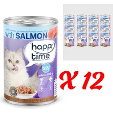 Happy Time Yetişkin Kediler Için Somon Parça Etli Konserve 12X400 gr