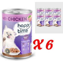 Happy Time Yavru Kediler Için Tavuk Parça Etli Konserve 6X400 gr