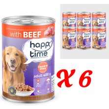 Happy Time Yetişkin Köpekler Için Biftek Parça Etli Konserve 6X400 gr