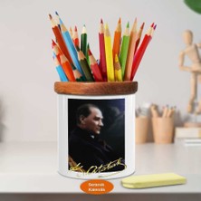 Asilmeydan Karanlıkta Oturan Mustafa Kemal Ahşap Seramik Kalemlik -r246