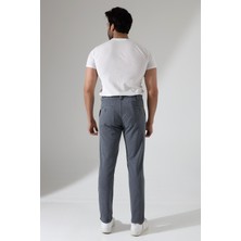 Likralı Esnek Slim Fit Dar Kesim Beli Bağlamalı Yan Cepli Erkek Gri Jogger Pantolon