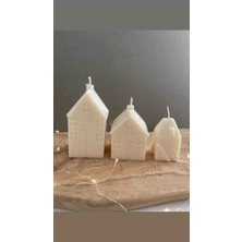 3lü Set Beyaz Ev Mum (Dekorasyon Tasarım Ürün)