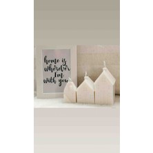 3lü Set Beyaz Ev Mum (Dekorasyon Tasarım Ürün)