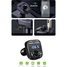 Araç Bluetooth Fm Transmitter Cihazı Araba Mp3 Çalar Oto Çakmaklık Şarj Aleti Müzik Kiti