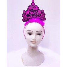 Çerçici Happy Birthday Neon Fuşya Renk Doğum Günü Tacı 24 x 15  cm
