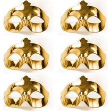 Altın Metalize Renk Düz Balo Parti Maskesi 6 Adet