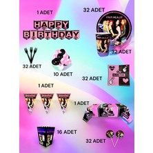 VibeHome 32 Kişilik Black Pink Temalı Ultra Lüx  Set - Doğum Günü Parti ve Eğlenceli Etkinlikler