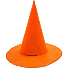 Çerçici Turuncu Renk Keçe Cadı Şapkası Yetişkin Çocuk Uyumlu 35 x 38  cm