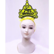 Çerçici Happy Birthday Neon Sarı Renk Doğum Günü Tacı 24 x 15  cm