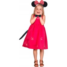 Çerçici Minnie Mouse Kostüm Seti Taç Kuyruk Papyon Gösteri Seti