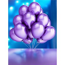VibeHome Mor Renk 20 Adet Krom Balon Seti - Doğum Günü Parti ve Eğlenceli Etkinlikler Için