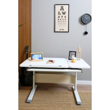 Creo Mobili Yükseklik ve Eğim Ayarlı, Çekmeceli, Vega Basic Çalışma Masası 130x70 cm, Beyaz/Gri