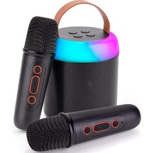 Y2 Kablosuz Bluetooth Hoparlör Taşınabilir Karaoke 1 Mikrofonlu Rgb Işık 5 Ses Efekti Usb,sd,fm Speaker Dinmik LED Işıklı Çocuklar ve Yetişkinler Için