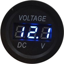 Motoraid 12V-24V Dijital Voltmetre (Düz Tip) (Mavi Işık) (28 Mm)