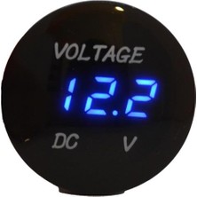 12V-24V DİJİTAL VOLTMETRE (BOMBELİ TİP) (MAVİ IŞIK) (28 MM)