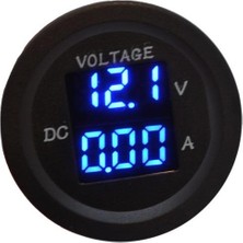 12V-48V DİJİTAL VOLTMETRE+AMPERMETRE (0-10 A) (MAVİ IŞIK) (28 MM)