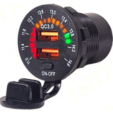 12V-24V DİJİTAL VOLTMETRE+ŞARJ CİHAZLI (USB X2) (3 A) (OFF-ON ANAHTARLIİ) (IŞIKLI) (28 MM)